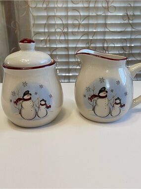 Royal Seasons Snowman Ceramic Creamer and Sugar Set